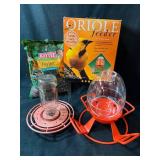 Oriole Feeders (Lot of 2) - 2 Bird Feeders with Glass Nectar Bottle & Plastic Globe, Birdseed