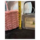 Pink Wicker Basket, Metal Mesh Dragonfly Basket & Galvanized Round Tray