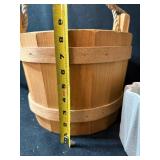 Wooden Bucket with Rope Handles - Gray Ribbed Planter - Black Woven Storage Box - 3-Piece Decor Set