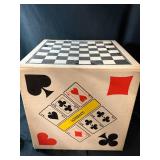 Vintage Cardboard Box Board Game with Spinner, Card-Suit Artwork & Checker Top