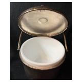 Sheffield Silver-plated Ice Bucket with Milk Glass Insert Germany-Made Porcelain Bowl with Floral Rim  (Lot of 2)