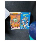 1991 World Series Memorabilia Collection - Burger King Hat, Mariners Helmet, Boxes & Flags