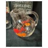 Vintage Glass Teapot, Classic Straw Dispenser & Fruit-Print Pitcher - 3-Piece Set