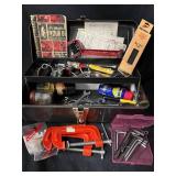 Bicycle Repair Assorted Hand Tools in Metal Toolbox - Wrenches, Pliers, Clamp & Bike Rim Manual