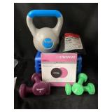 Tone Fitness 10 lb Kettlebell - York 3 lb Dumbbell - Green 2 lb Dumbbell - Synergee Core Siders
