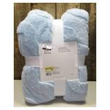 Full /Queen Light Blue Jacquard Plush Blanket - Room Essentials 90x92