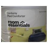 Twin/Twin Extra Long Corduroy Plaid Comforter Gray - Room Essentials