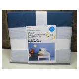 Room Essentials Twin XL Ivory & Blue Cotton Blend Sateen Duvet & Sham