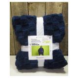 Room Essentials 60x80in Oversized Jacquard Plush Wearable Blanket Navy Blue
