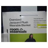 Room Essentials 60x80in Oversized Jacquard Plush Wearable Blanket Navy Blue