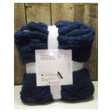Room Essentials 60x80in Oversized Jacquard Plush Wearable Blanket Navy Blue