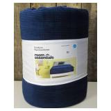 Full/Queen Corduroy Plaid Comforter Navy Blue - Room Essentials