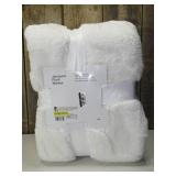 Full/Queen Jacquard Plush Blanket White - Room Essentials