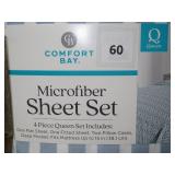 Comfort Bay Microfiber 4 piece Queen Sheet set, Light Blue