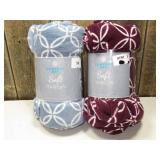 Comfort Bay - Soft Throw 50in x 60in, Blue & Purple  (set of 2)