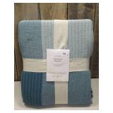 Full/Queen Matelasse Blanket Blue Oversized Blue - Threshold