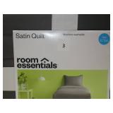 Full/Queen Satin Quilt Dark Gray - Room Essentials