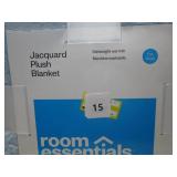 Full /Queen Light Blue Jacquard Plush Blanket - Room Essentials 90x92