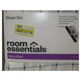 Queen Microfiber Sheet Set Blue Grid - Room Essentials