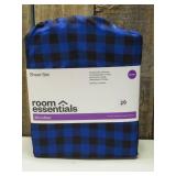 Room Essentials Queen Microfiber Sheet Set Blue/Black Gingham