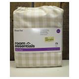 Queen Microfiber Sheet Set Khaki Gingham - Room Essentials