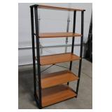 Shelving Unit - 5-Tier Wood Shelves on Black Metal Frame
