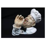 Chef Bust Wine Bottle Holder - Ceramic Figurine, Made in China