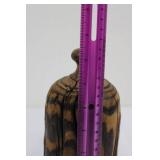 Hand-Carved Wooden Bottle 8.5" tall- Burl Wood Grain, Cracked Finish