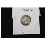 Mercury Dimes 1935-S, 1937, 1940, 1941-D, 1944 (Lot of 5)