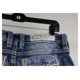 Rock Revival Denim Shorts - Embroidered Back Pockets, Distressed Blue Size 31