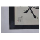 Galloping Horse Ink-Wash Painting - Framed Asian Art with Red Seal & Calligraphy