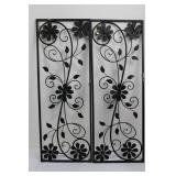 Floral Metal Wall Art Panels - 32" x 12" Set of 2 Black Wrought Iron Flower Scrollwork