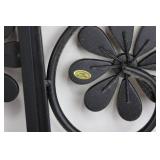 Floral Metal Wall Art Panels - 32" x 12" Set of 2 Black Wrought Iron Flower Scrollwork