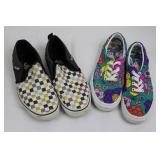 Vans Floral Print Lace-Up Sneakers & Checkerboard Slip-Ons - Missy Size 5.0 (2 Pairs)