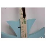 Blessed Cross Wall Decor - Light Blue Damask Pattern, Approx. 15in Tall