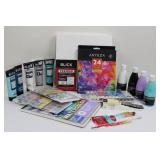 Arteza 24-Color Gouache Set, Blick Premier Artist Panel 12x12, Artist