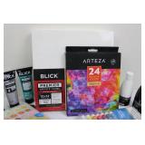 Arteza 24-Color Gouache Set, Blick Premier Artist Panel 12x12, Artist