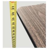 Stylish table with a wood-like surface and metal legs, measuring 59.5 x 30 inches.