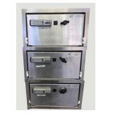 Three RegulatoR, Keyless Locking COMPX refrigerator safes with ambulance keys.