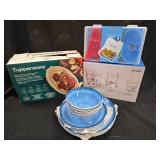 Assorted Kitchen Items, Tupperware Container, Dishes, Glassware, Kids Storage Containers