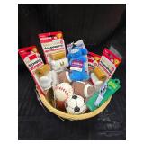 Lucky Dog Basket, Squeaky Toy Balls, Squeaky Toy, Dog Collar and Doggie Poop Bags