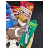 Lucky Dog Basket, Squeaky Toy Balls, Squeaky Toy, Dog Collar and Doggie Poop Bags