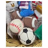 Lucky Dog Basket, Squeaky Toy Balls, Squeaky Toy, Dog Collar and Doggie Poop Bags