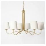 6-Arm Candelabra Chandelier Ceiling Light Brass Finish