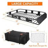 Garvee Rooftop Cargo Basket - 64" x 39" Steel Universal Roof Rack with Adjustable Size (48" x 39")
