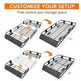 Garvee Rooftop Cargo Basket - 64" x 39" Steel Universal Roof Rack with Adjustable Size (48" x 39")
