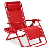 Monochromatic Zero Gravity Patio Chair Recliner w/ Side Tray, Headrest