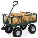 Steel Garden Utility Cart Wagon w/ 400lb Capacity, Removable Sides, Handle