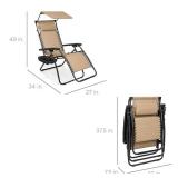 Folding Zero Gravity Recliner Patio Lounge Chair w/ Canopy, Side Tray