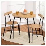 Best Choice Products 3-Piece Modern Oval Dining Table Set, Small Kitchen Dinette w/ 2 Chairs, Metal Frame, Curved Backrests - Natural/Black
